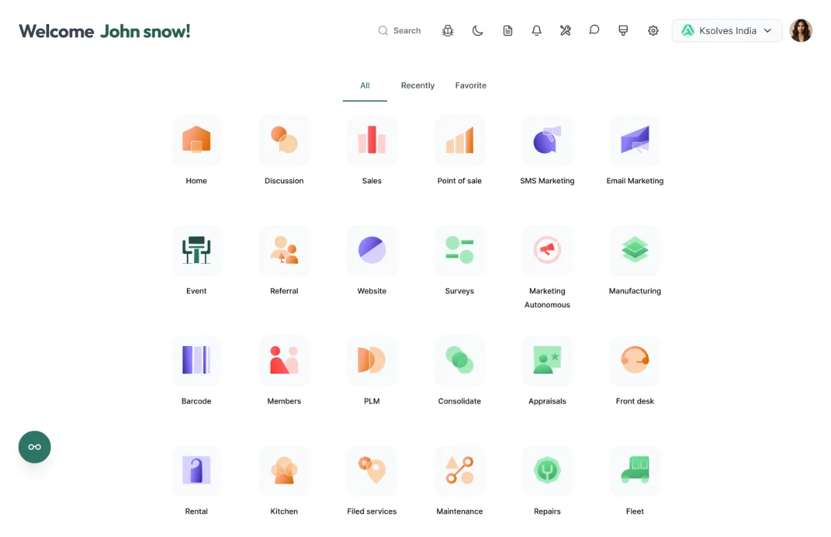 App drawer home with solid icons