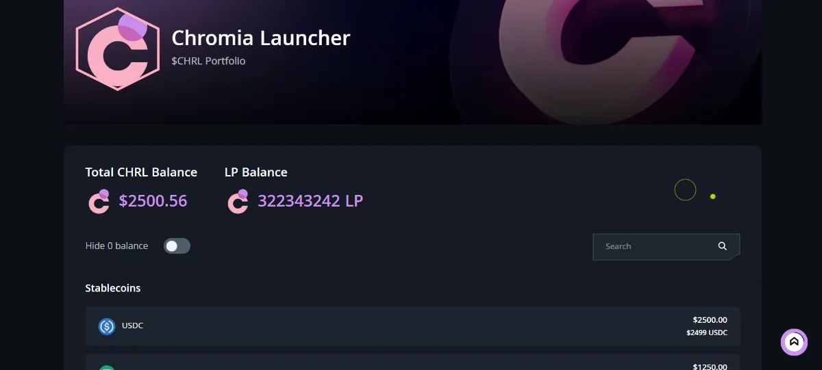 Chromia Launchpad screen 3