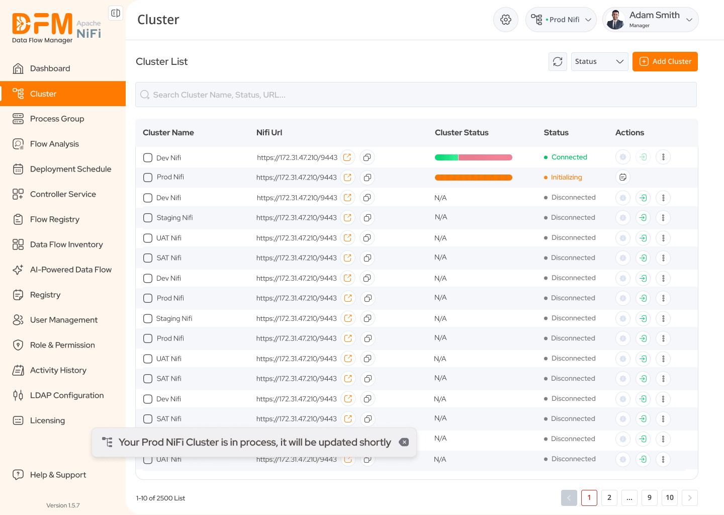 cluster-list-screen