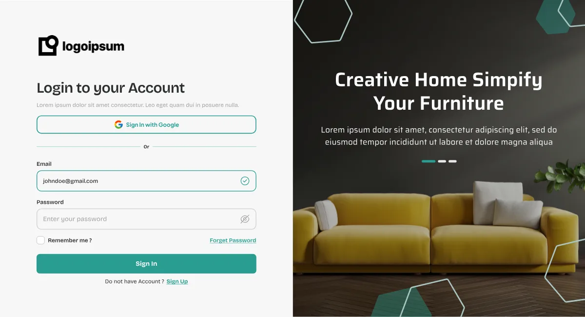 Login page